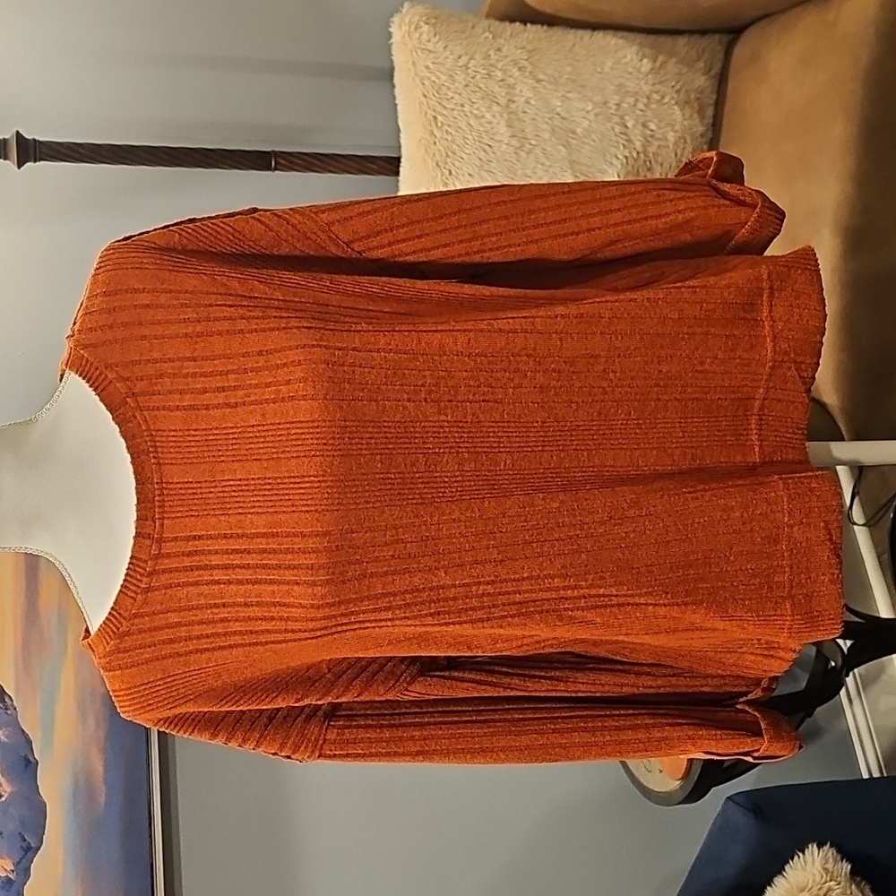 Umgee Rust Ribbed Crew Neck Sweater L NWT - Picture 5 of 7